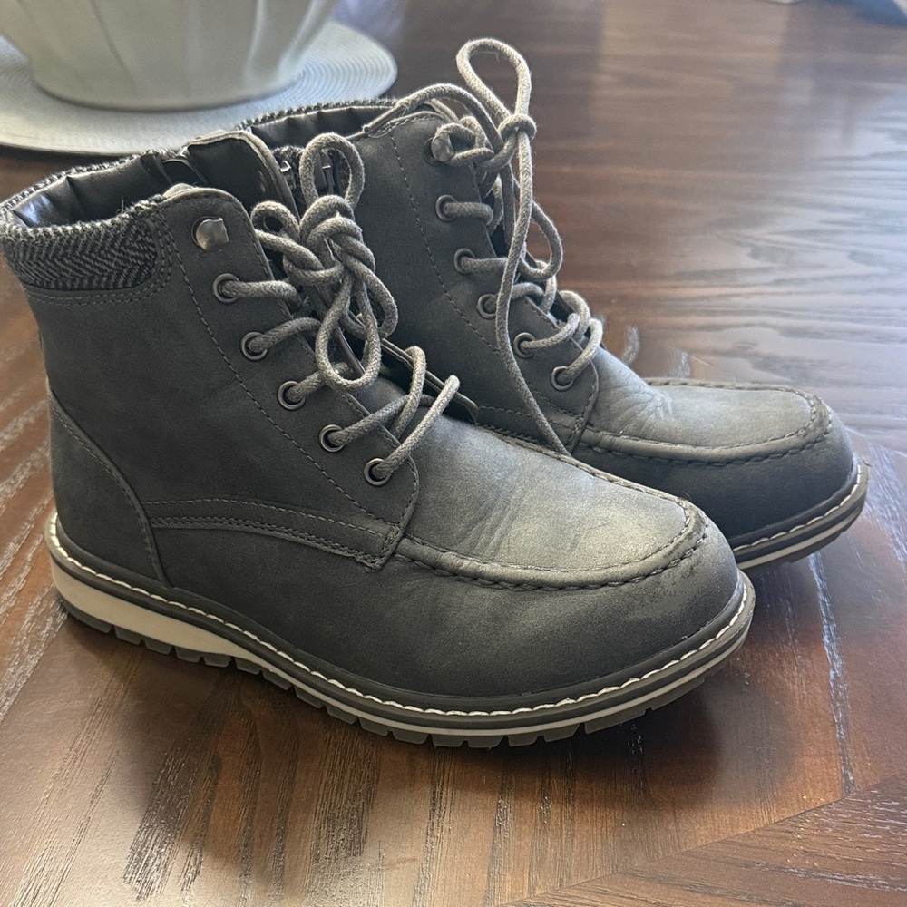 Kids Gray Lace-Up Boots
